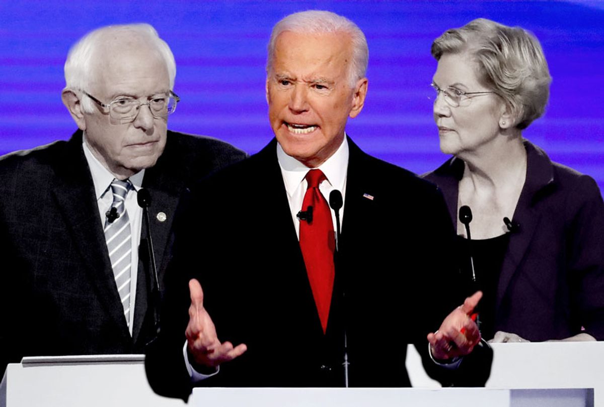 Joe Biden, Bernie Sanders and Elizabeth Warren (AP Photo/Salon)
