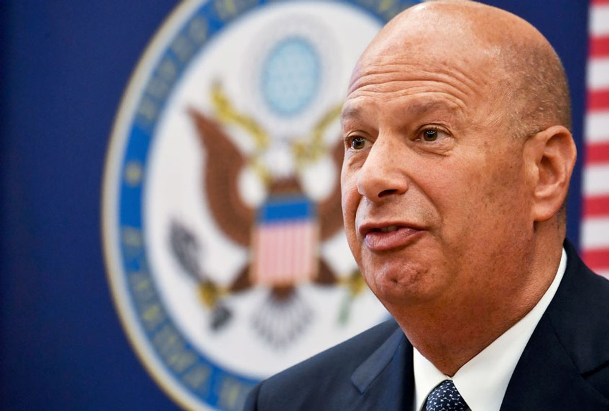Gordon Sondland, the United States Ambassador to the European Union, adresses the media during a press conference at the US Embassy to Romania in Bucharest September 5, 2019.  (DANIEL MIHAILESCU/AFP/Getty Images)