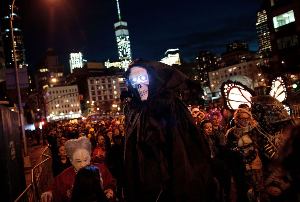NEW YORK, NY - OCTOBER 31:  Revelers make their way along Sixth Avenue during the 43rd annual Village Halloween Parade, October 31, 2016 in New York City. Thousands of people are expected to attend as the parade travels up Sixth Avenue through the West Village. (Photo by Drew Angerer/Getty Images) (Drew Angerer/Getty Images)
