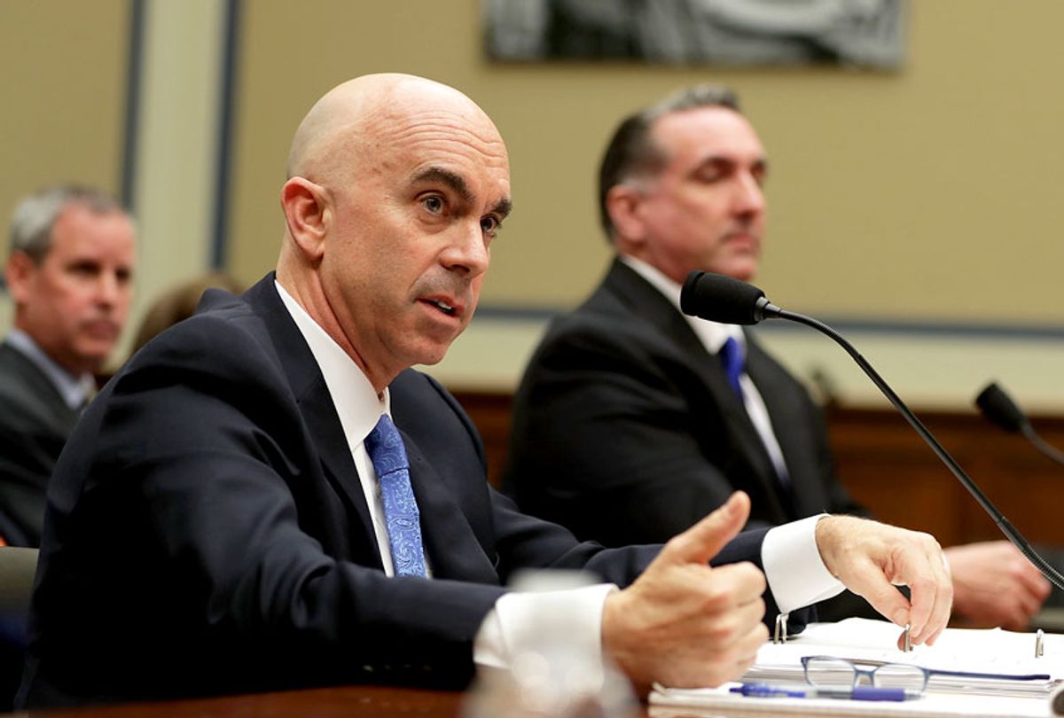 U.S. State Department Inspector General Steve Linick (L) and I. Charles McCullough III (R), inspector general of the intelligence community, testify during a hearing before House Oversight and Government Reform Committee July 7, 2016 on Capitol Hill in Washington, DC. The committee held a hearing "Oversight of the State Department," focusing on the FBI's recommendation not to prosecute Democratic presidential candidate Hillary Clinton for maintaining a private email server during her time as Secretary of State. (Alex Wong/Getty Images)