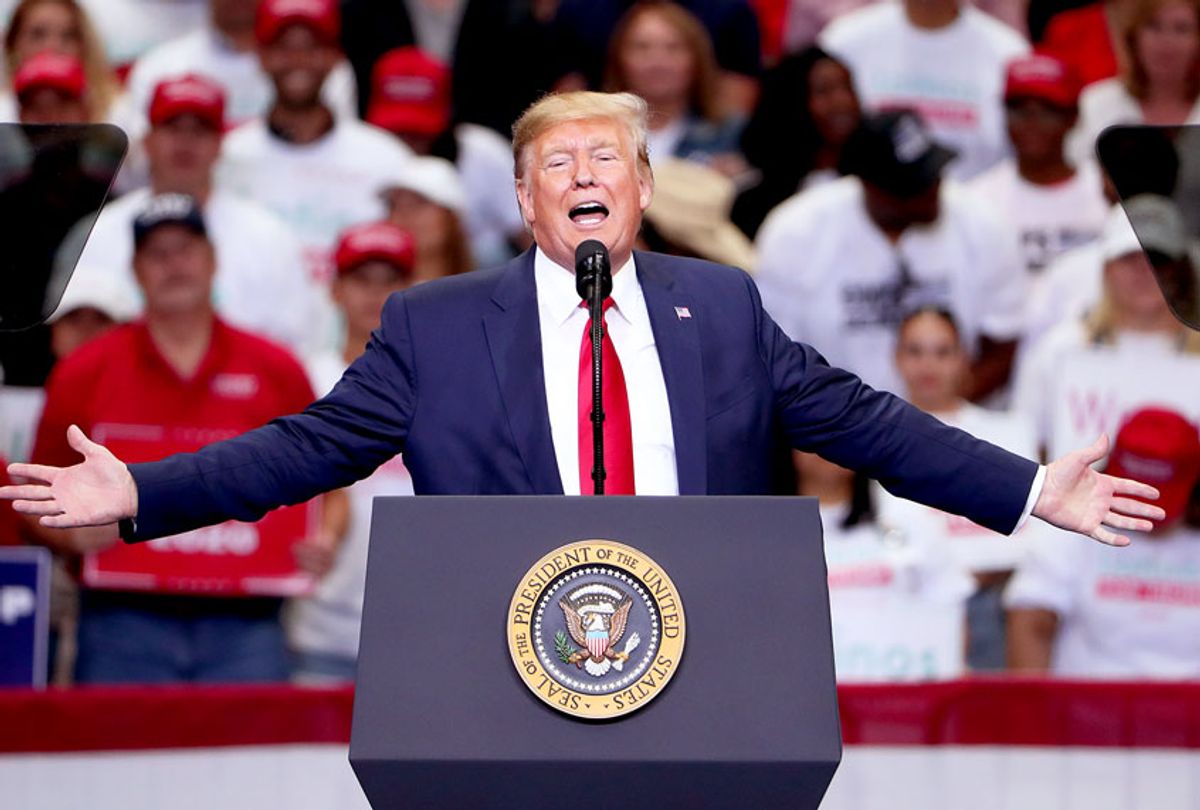 U.S. President Donald Trump speaks during a "Keep America Great" Campaign Rally at American Airlines Center on October 17, 2019 in Dallas, Texas. (Tom Pennington/Getty Images)