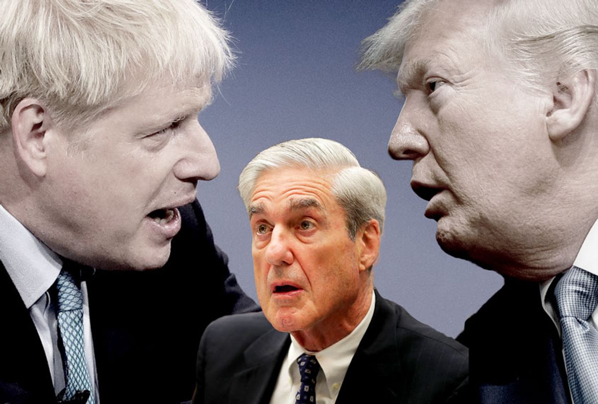 Donald Trump, Boris Johnson and Robert Mueller (Getty Images/AP Images/Salon)