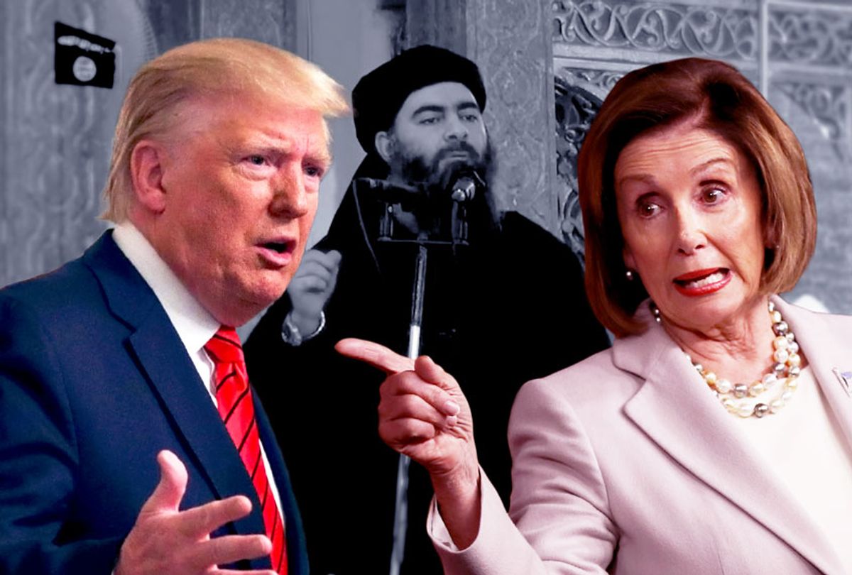 Donald Trump, Nancy Pelosi and Abu Bakr al-Baghdadi (AFP/Getty Images/Alex Wong/Chip Somodevilla)