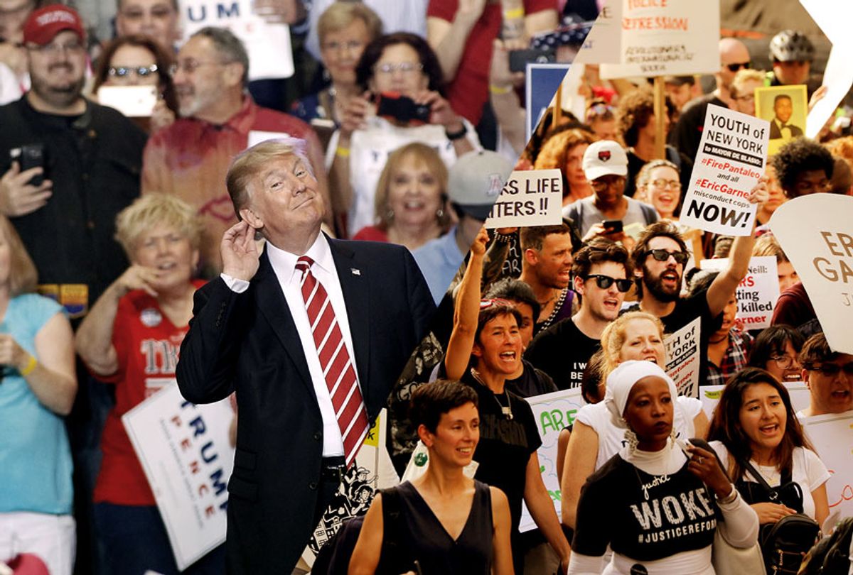 Trump Rally VS Black Lives Matter Protest (Ralph Freso/Spencer Platt/Getty Images/Salon)