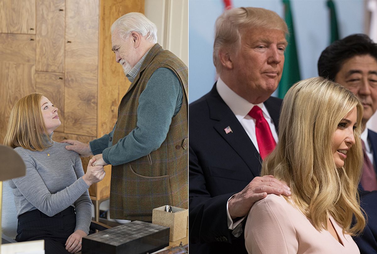Sarah Snook and Brian Cox in "Succession" and Donald Trump and Ivanka Trump (HBO/Getty Images/Salon)