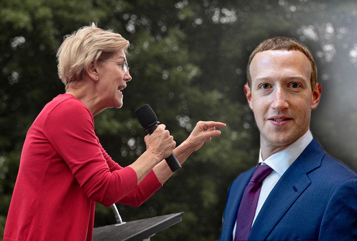 Senator Elizabeth Warren and Mark Zuckerberg (Getty Images/Salon)