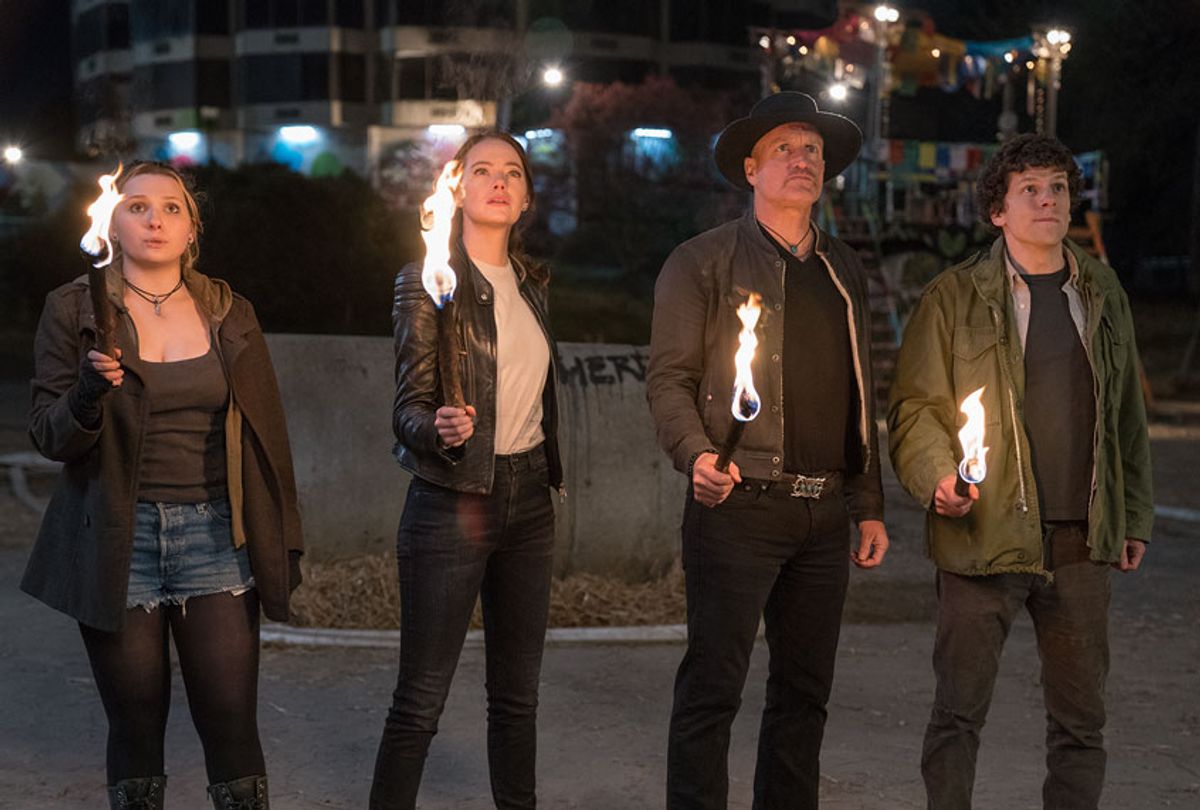 Little Rock (Abigail Breslin), Wichita (Emma Stone), Tallahassee (Woody Harrelson) and Columbus (Jesse Eisenberg) in Columbia Pictures' ZOMBIELAND 2: DOUBLE TAP (Columbia Pictures)