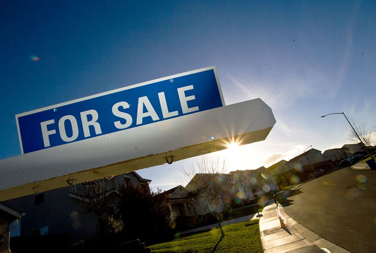 A for sale sign is seen on a single family home in Vallejo, California. (David Paul Morris/Getty Images)