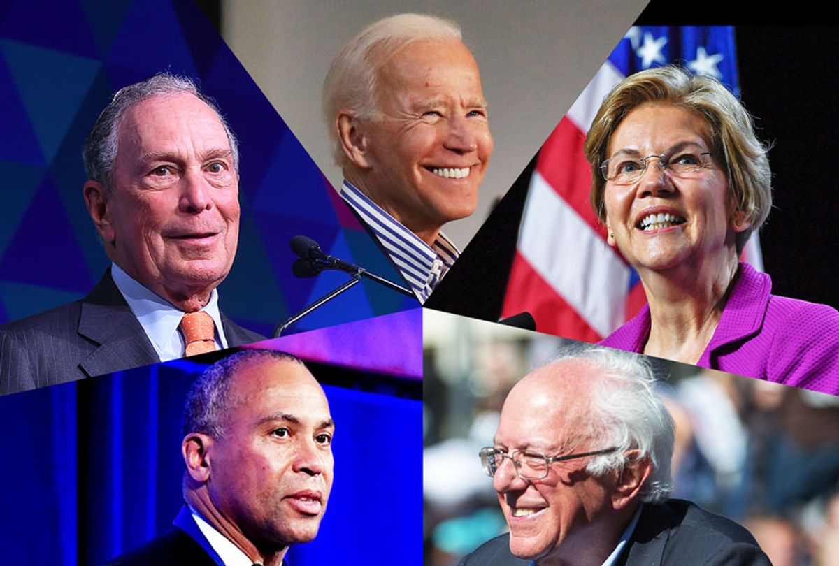 Michael Bloomberg, Joe Biden, Elizabeth Warren, Deval Patrick and Bernie Sanders (Getty Images/Salon)