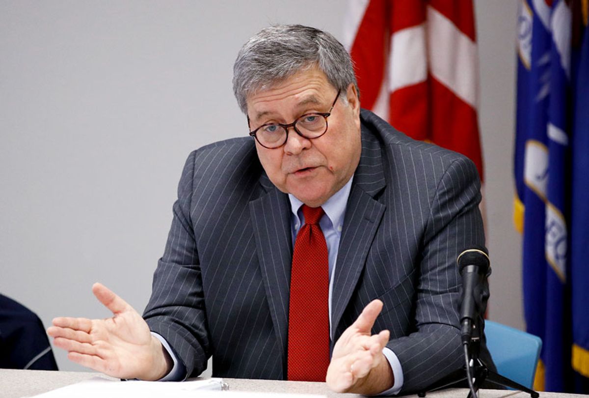 Attorney General William Barr speaks at a roundtable with members of local, state and federal law enforcement agencies (AP Photo/Patrick Semansky)
