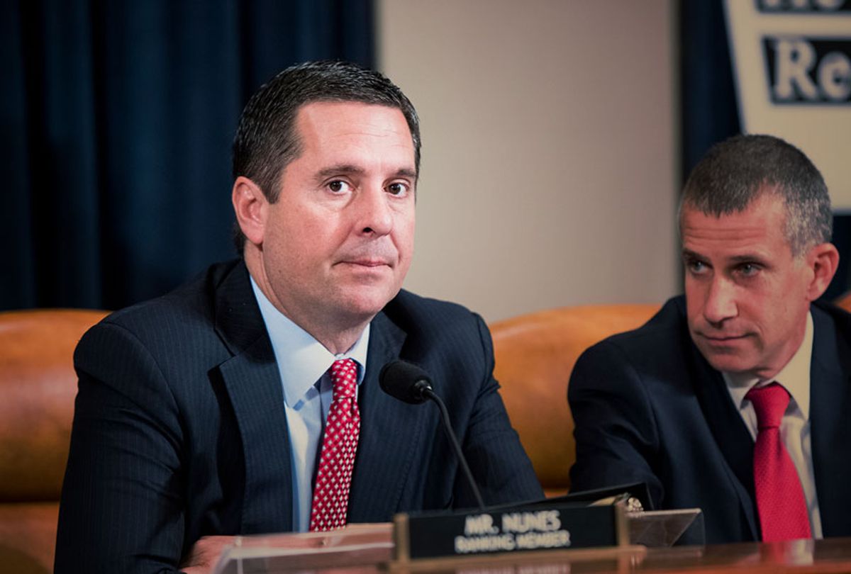 Devin Nunes looks on before the start of the House Select Intelligence Committee hearing on the impeachment inquiry into President Donald Trump. begins on Wednesday, Nov. 13, 2019.  (Bill Clark/CQ-Roll Call, Inc via Getty Images)