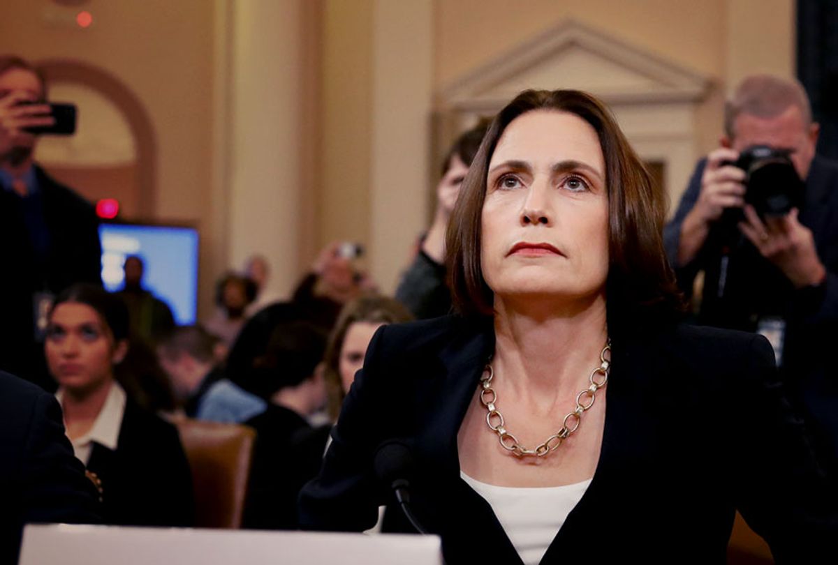Former White House national security aide Fiona Hill, arrives to testify before the House Intelligence Committee on Capitol Hill in Washington, Thursday, Nov. 21, 2019, during a public impeachment hearing of President Donald Trump's efforts to tie U.S. aid for Ukraine to investigations of his political opponents. (AP Photo/Alex Brandon)