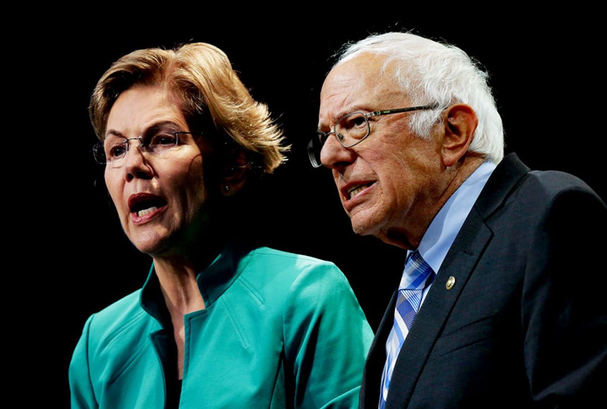 Bernie Sanders and Elizabeth Warren (Getty Images/Joshua Lott/Salon)
