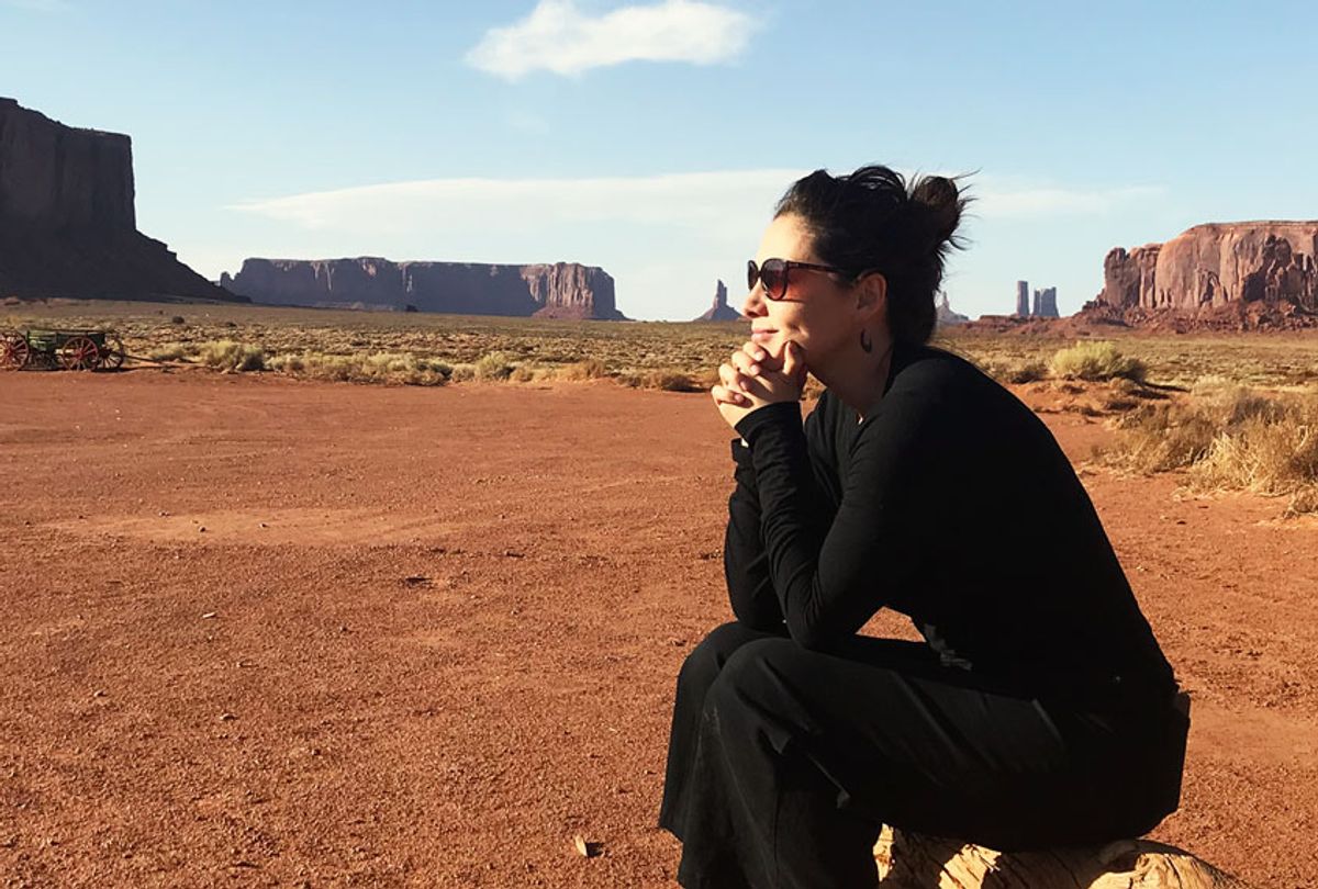Sara Sinclair at Rose Hogan, Monument Valley, Navajo Nation on an interviewing trip for the VOW book. (Photo provided by author)