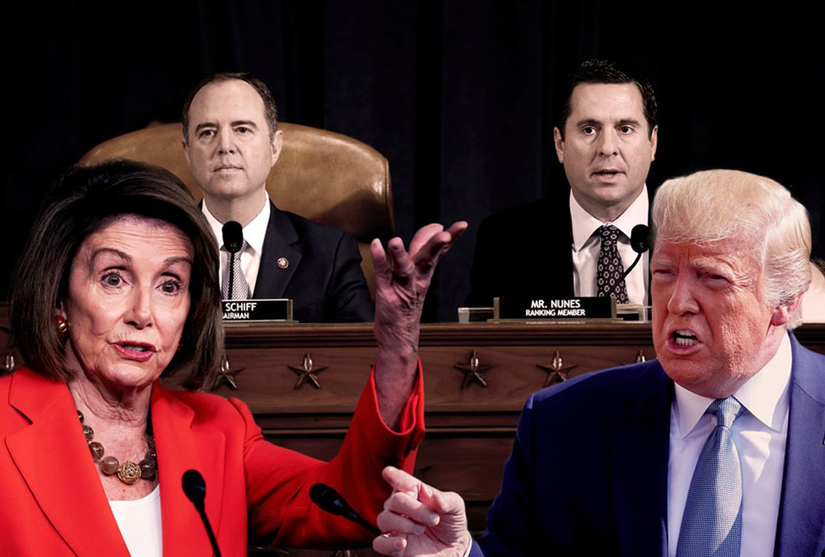 Nancy Pelosi, Donald Trump, Adam Schiff and Devin Nunes (AP Photo/Getty Images/Salon)