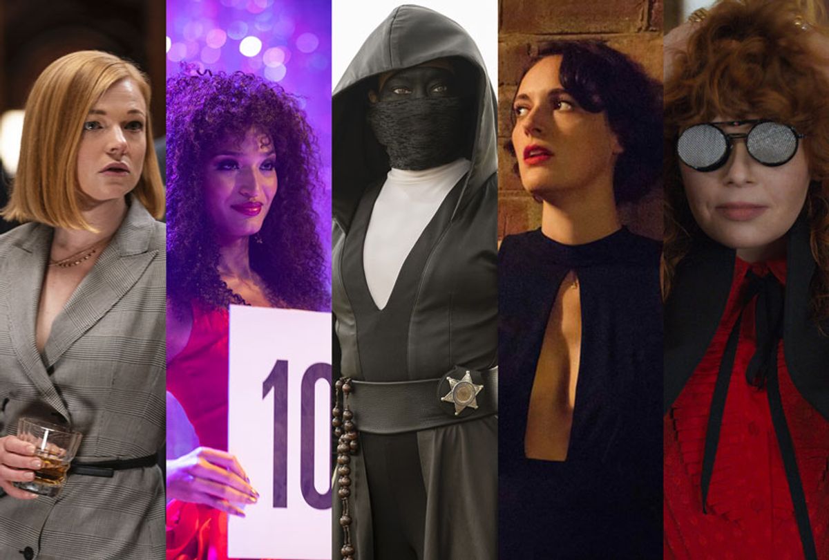 A roundup of this year's top TV. Split featuring stills from "Succession," "Pose," "Watchmen," "Fleabag," and "Russian Doll" (HBO/FX/Amazon/Netflix/)