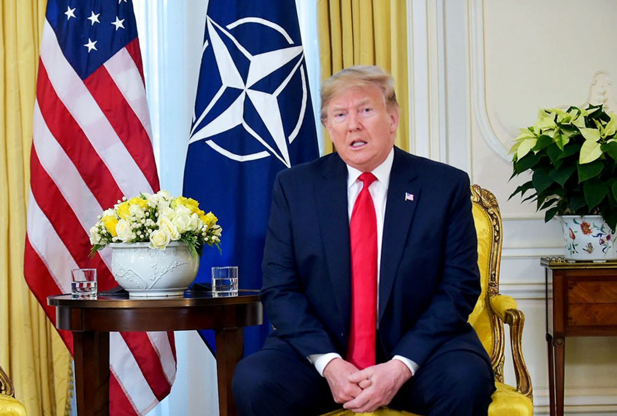 U.S. President Donald Trump at the NATO HQ on December 3, 2019 in Watford, England. (NATO handout via Getty Images)