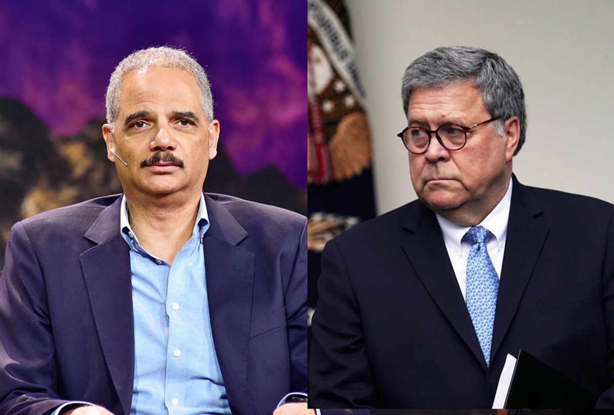 Eric Holder and William Barr (Alex Wong/Stefanie Keenan/Getty Images)