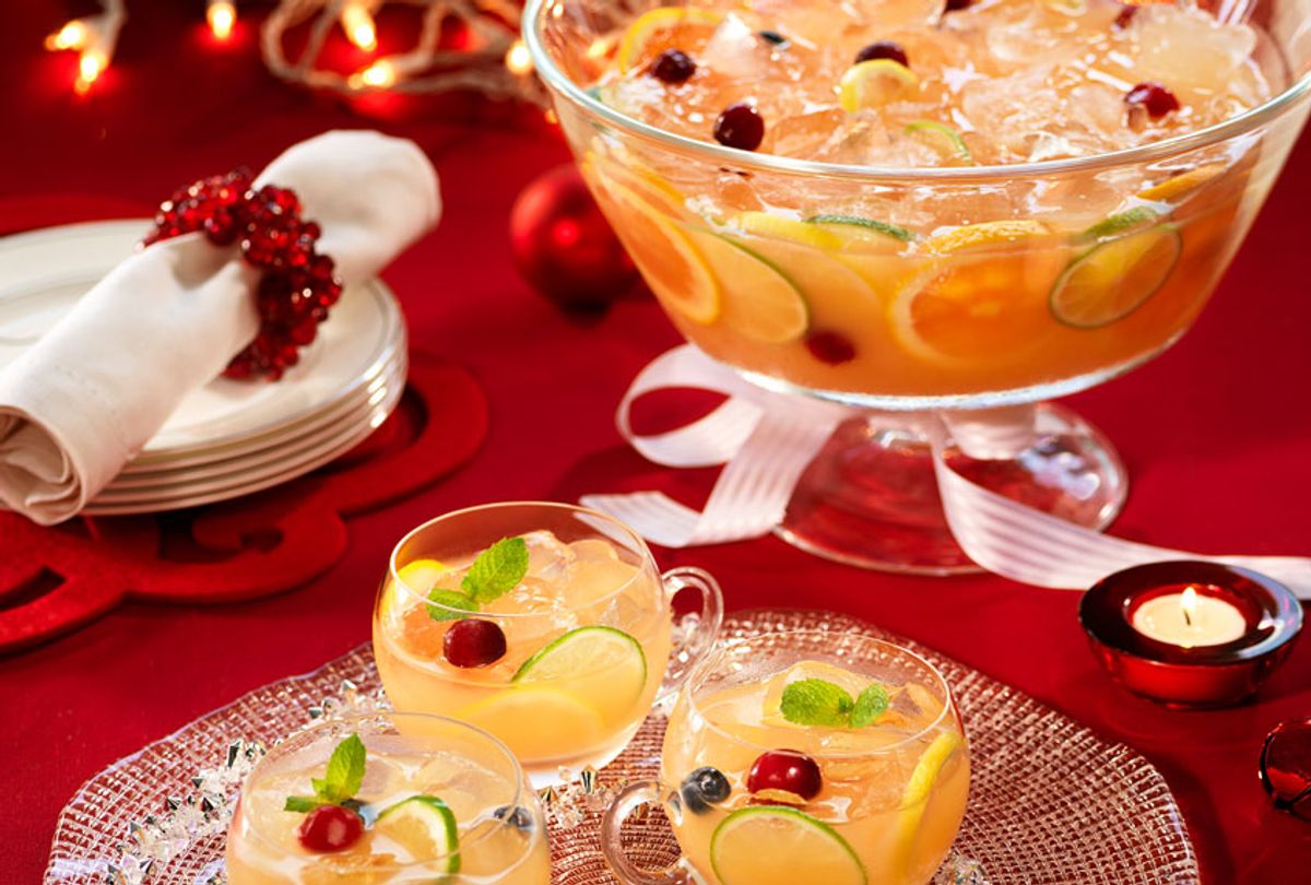 Festive fruit punch served at a holiday party (Getty Images/Steven Krug)
