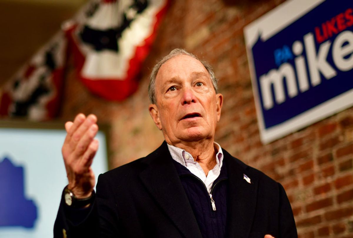 Democratic Presidential candidate Michael Bloomberg addresses the press from his Philadelphia field office on December 21, 2019 in Philadelphia, Pennsylvania. The former Mayor of New York entered the race late and is not contesting the early primary states, instead concentrating efforts towards Super Tuesday and beyond, opening campaign offices today in Pennsylvania, Michigan, and Wisconsin. (Mark Makela/Getty Images)