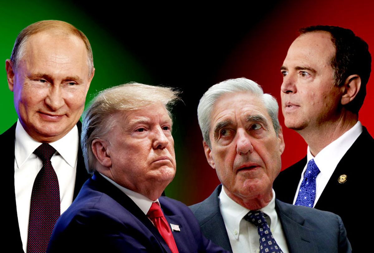 Vladimir Putin, Donald Trump, Robert Mueller and Adam Schiff (Getty Images/AP Photo/Salon)
