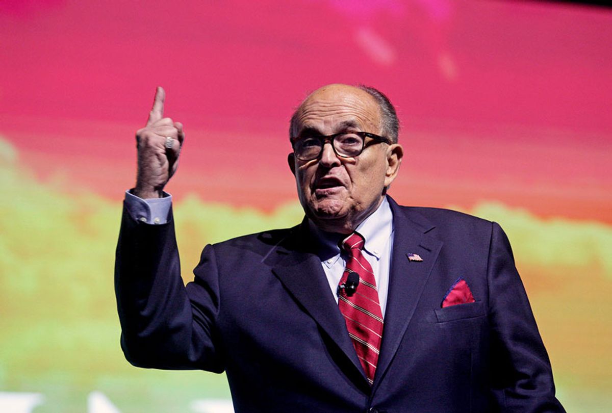 Trump Attorney Rudy Giuliani addresses the crowd at the Turning Point USA Student Action Summit on December 19, 2019 in Palm Beach, Florida. Conservative high school students gathered for a 4-day invite-only conference hosted by Turning Point USA to hear from conservative leaders and activists from across the U.S. (Saul Martinez/Getty Images)