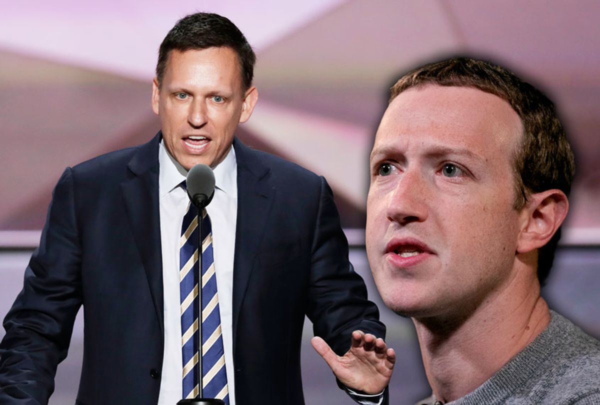 Entrepreneur Peter Thiel and Facebook CEO Mark Zuckerberg (AP Photo/J. Scott Applewhite/Mark Lennihan)
