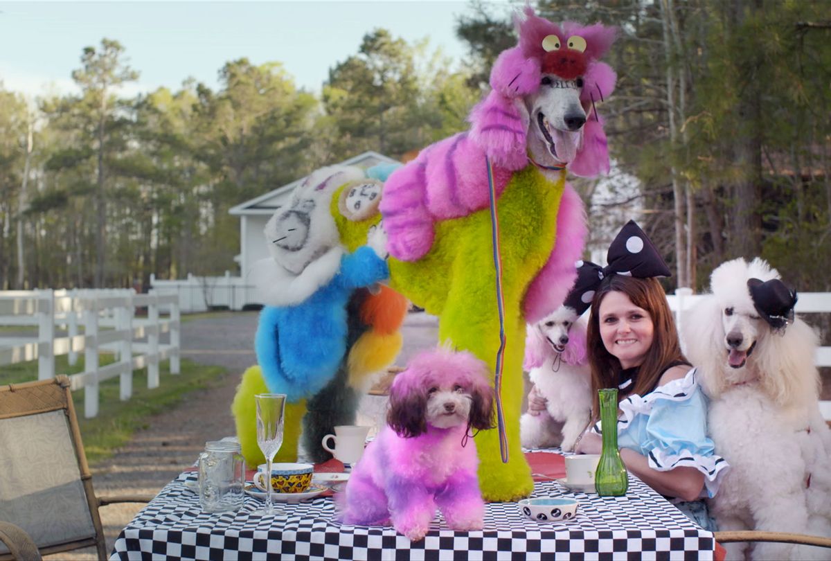 Adriane Pope and her poodles become Alice in Wonderland for an afternoon in 
Conway, South Carolina. (Photo Courtesy of Cattle Rat Productions)
