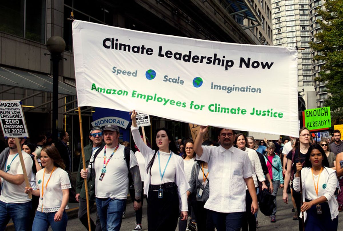 Amazon Employees for Climate Justice march to demand that leaders take action on climate change (JASON REDMOND/AFP via Getty Images)