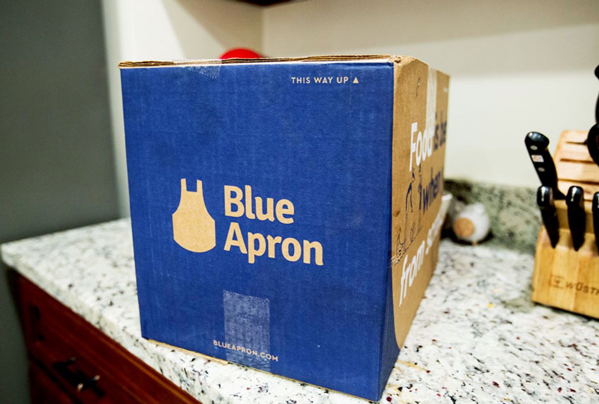 In this photo illustration, a Blue Apron box waits to be opened on a kitchen counter (Scott Eisen/Getty Images)