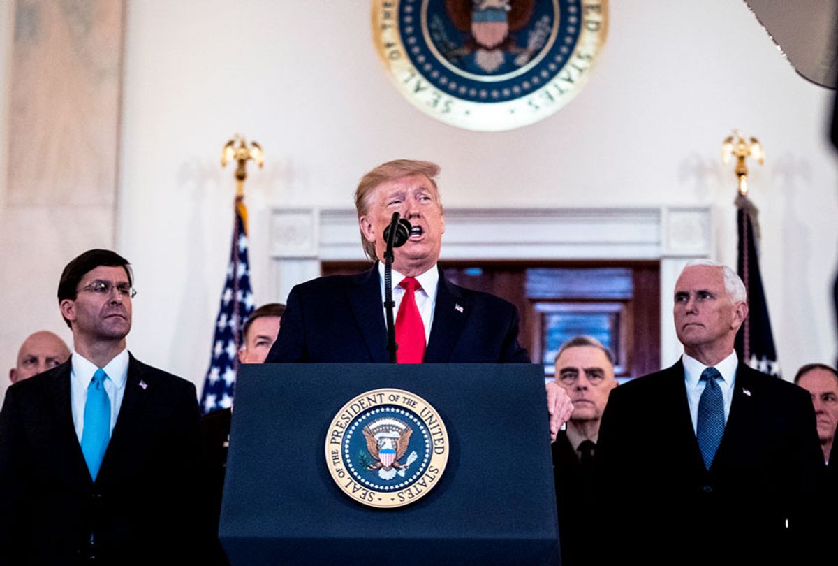 President Donald J. Trump address to the nation from the Grand Foyer at the White House on Wednesday, Jan 08, 2020 in Washington, DC.  (Jabin Botsford/The Washington Post via Getty Images)