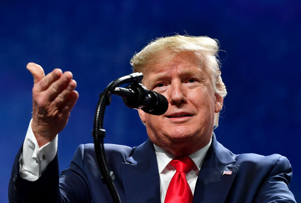 US President Donald Trump speaks at the American Farm Bureau Federation Annual Convention and Trade Show in Austin, Texas on January 19, 2020. (NICHOLAS KAMM/AFP via Getty Images)