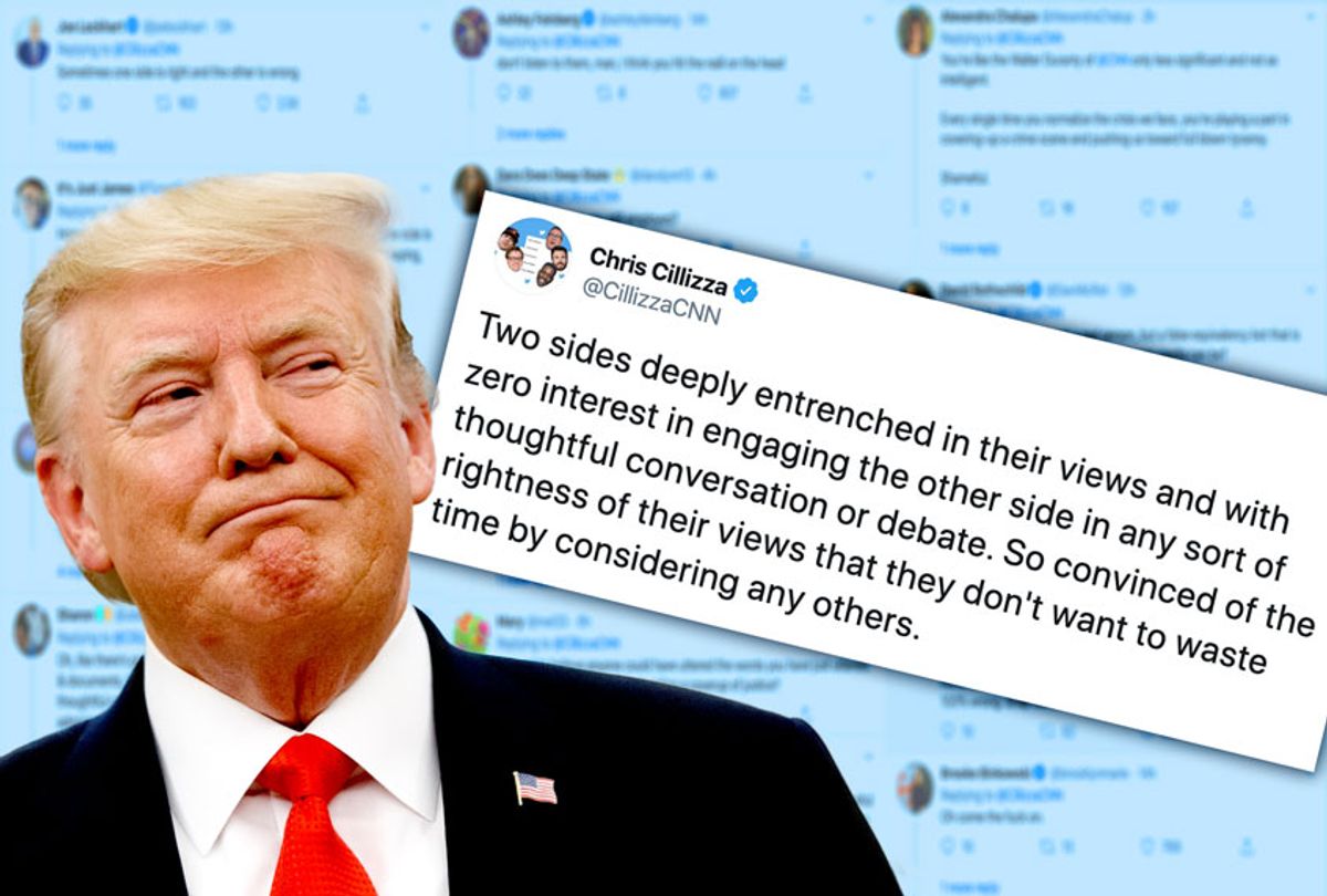 Donald Trump sneering at a twitter post on impeachment (AP Photo/Twitter/Salon)