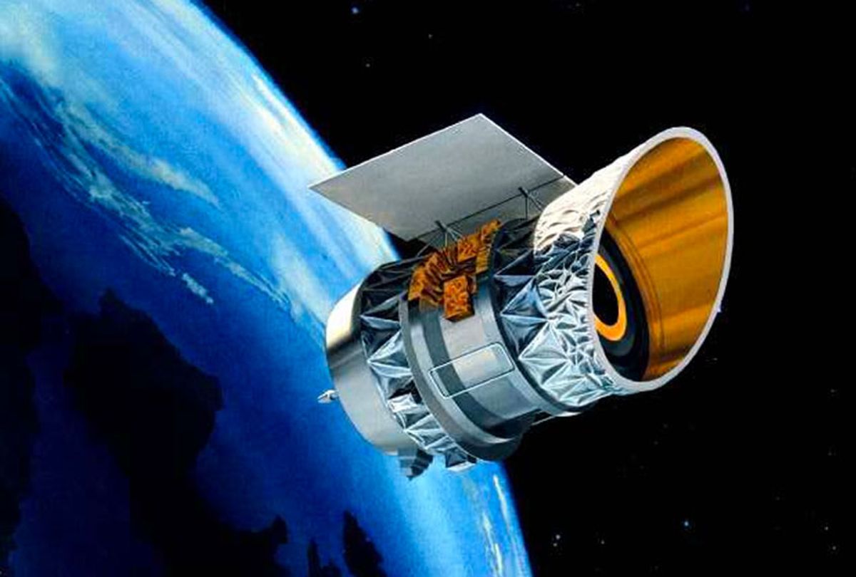The Infrared Astronomical Satellite, or IRAS, was the first mission to put a telescope in space to survey the sky in infrared. (NASA)
