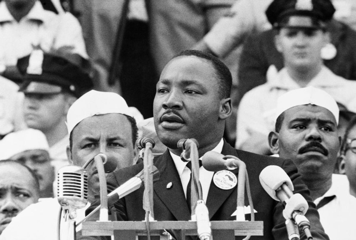 Martin Luther King Jr., gives his "I Have a Dream" speech to a crowd before the Lincoln Memorial during the Freedom March in Washington, DC, on August 28, 1963. The widely quoted speech became one of his most famous. (Bettmann / Contributor / Getty Images)