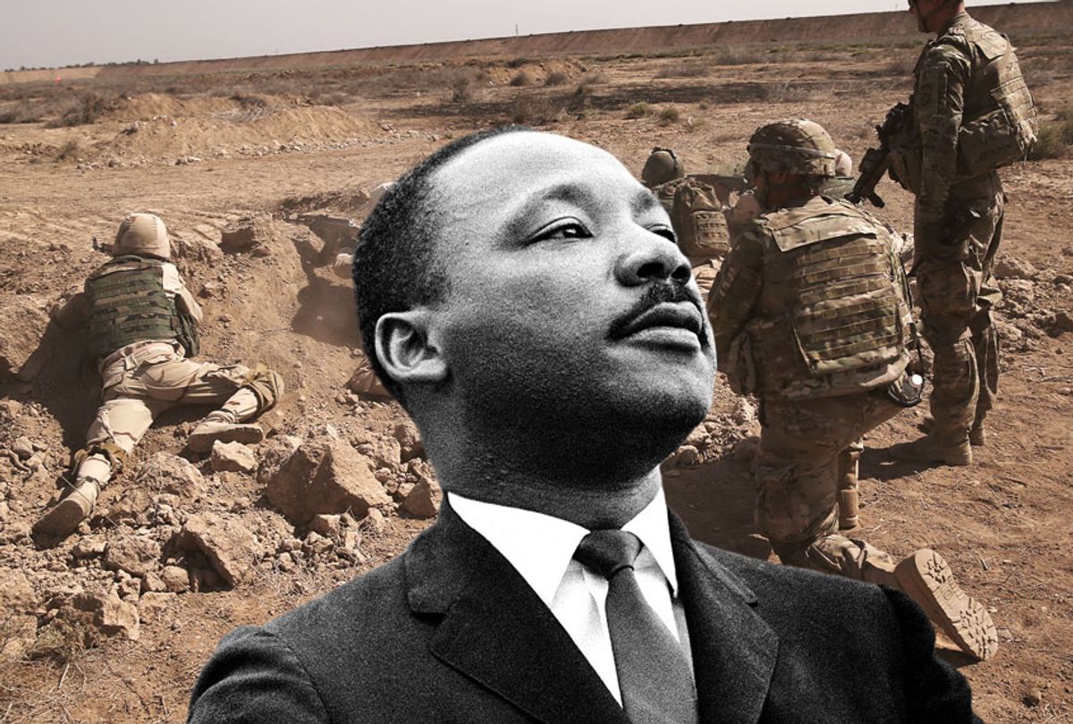 Dr. Martin Luther King, Jr / US Army training in Iraq (John Moore/Stephen F. Somerstein/Getty Images/Salon)