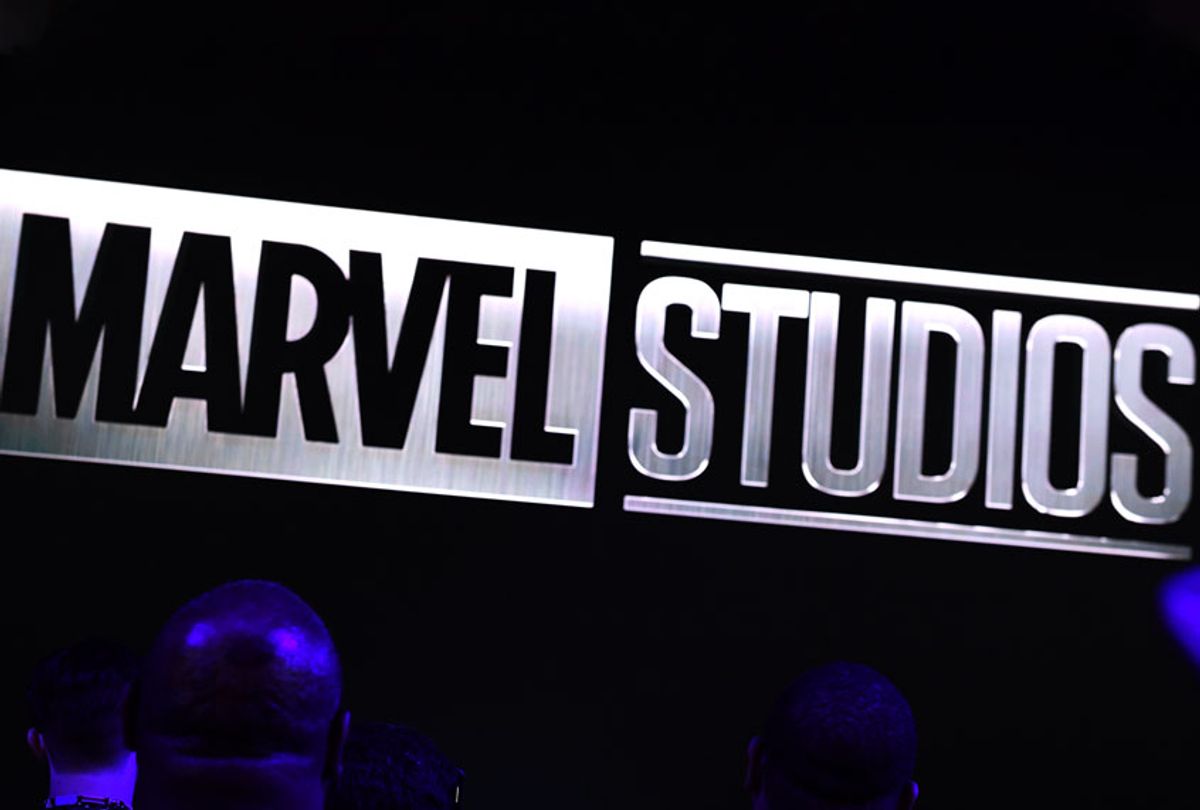Marvel Studios visual at the Disney+ booth at the D23 Expo (ROBYN BECK/AFP via Getty Images)