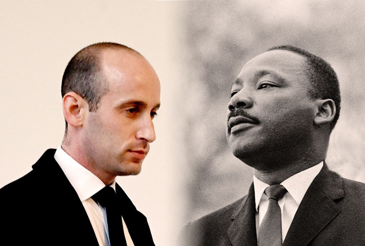 Stephen Miller and Martin Luther King Jr. (Getty Images/Salon)
