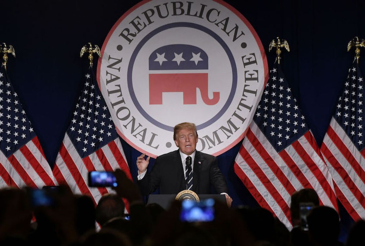 President Donald Trump speaks at the Republican National Committee winter meeting at the Trump International Hotel on February 1, 2018 in Washington, DC. (Olivier Douliery-Pool/Getty Images)
