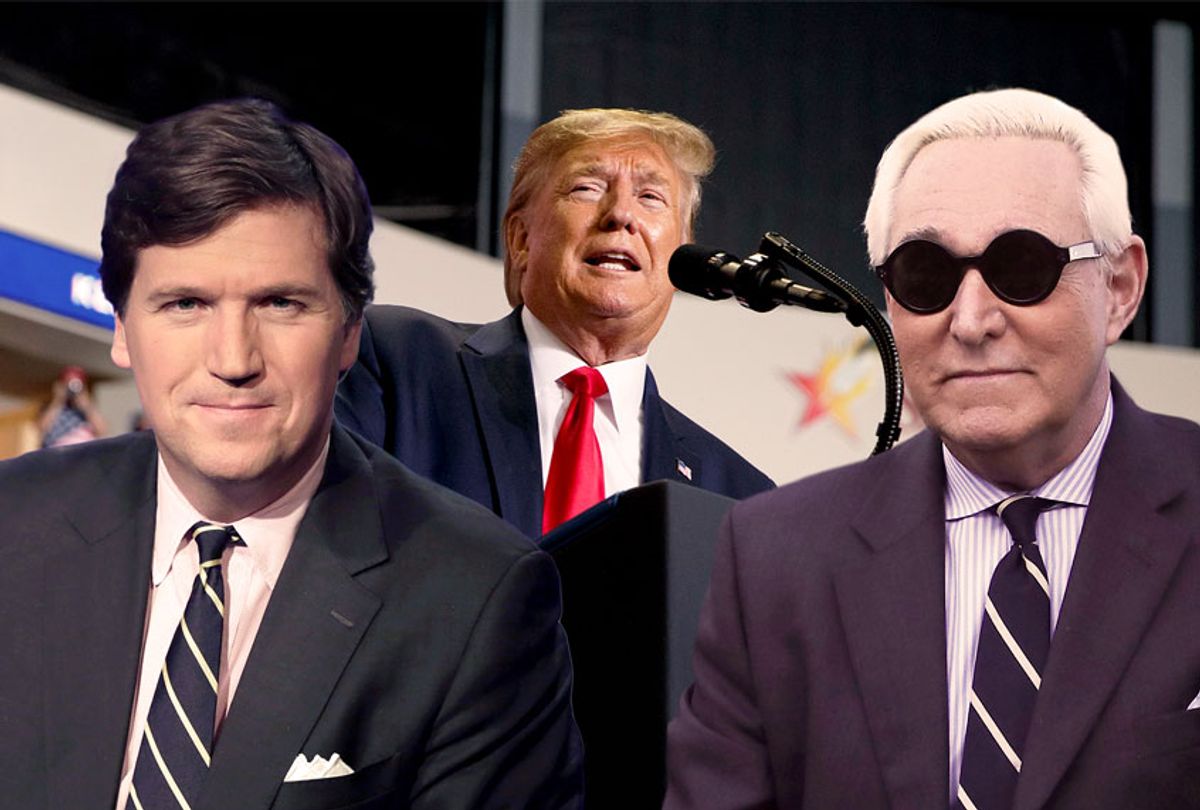 Donald Trump, Tucker Carlson, and Roger Stone (AP Photo/Getty Images/Salon)