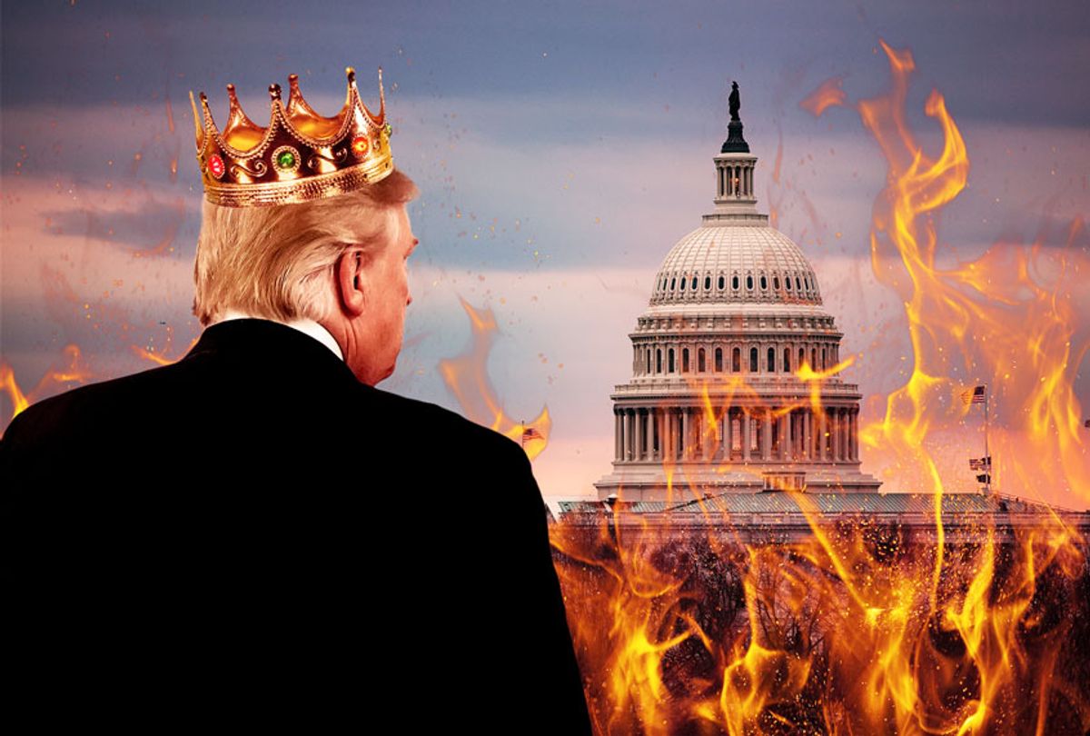 Donald Trump watching democracy burn (Getty Images/Salon)