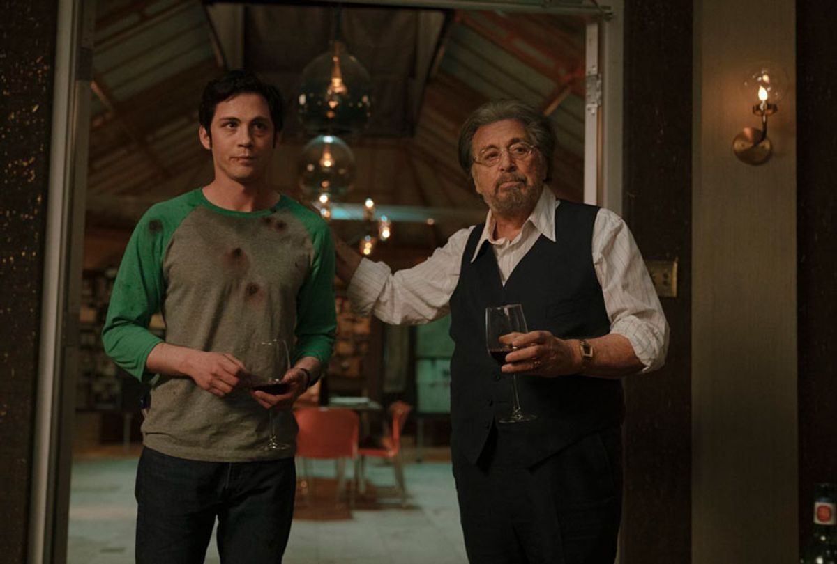 Logan Lerman and Al Pacino in "Hunters" (Christopher Saunders / Amazon)