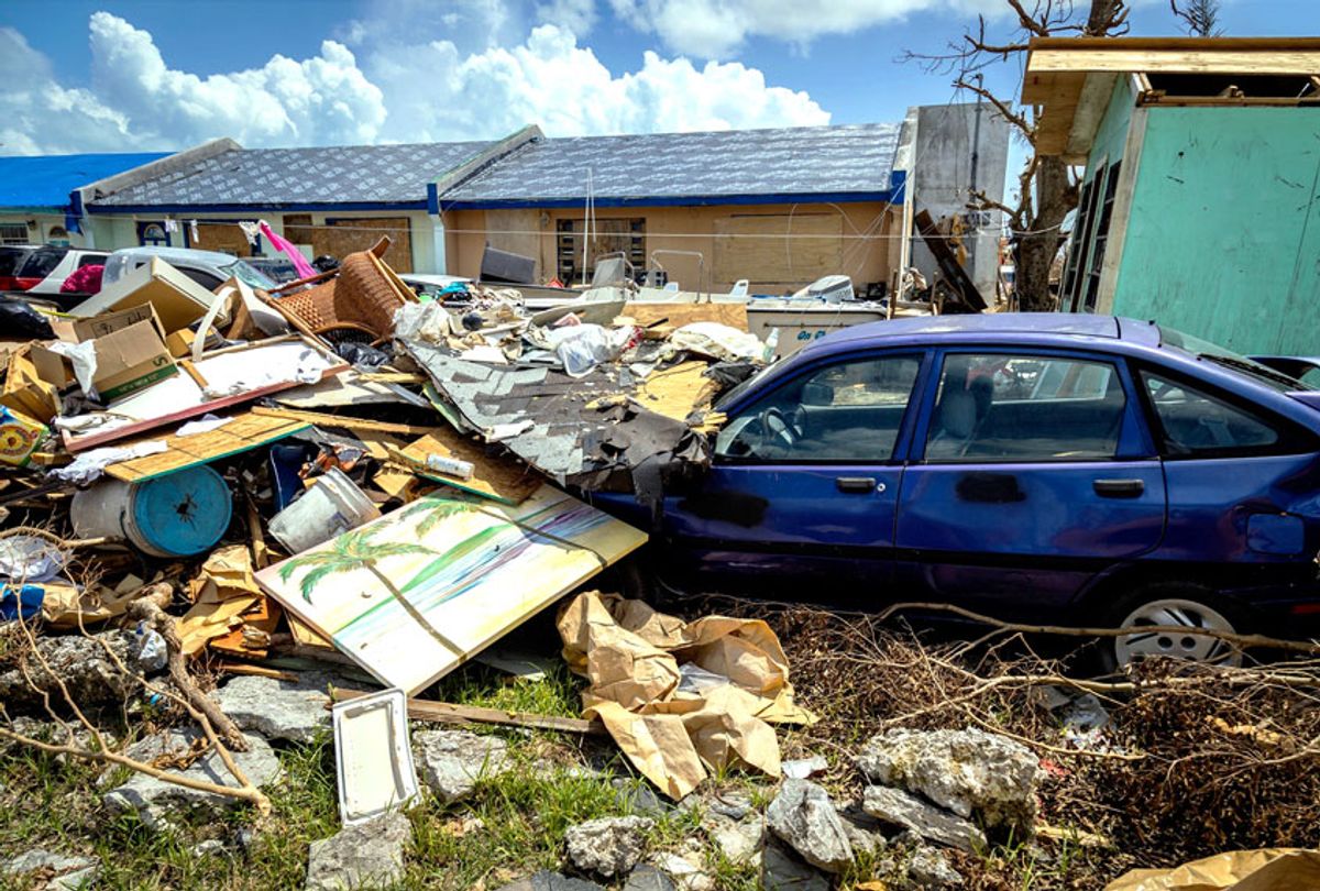 Debris lies around a damaged home in the aftermath of Hurricane Dorian on September 10, 2019 in Grand Bahama, Bahamas. The official death toll has risen in the time since to 50 people, but authorities have cautioned that number is likely to rise significantly as workers make their way through the ruins.  (Alejandro Granadillo/Anadolu Agency via Getty Images)