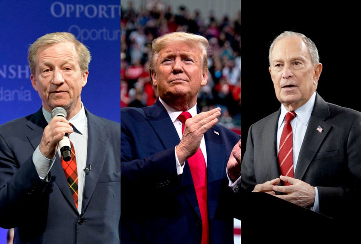 Donald Trump, Tom Steyer and Michael Bloomberg (AP Photo/Salon)