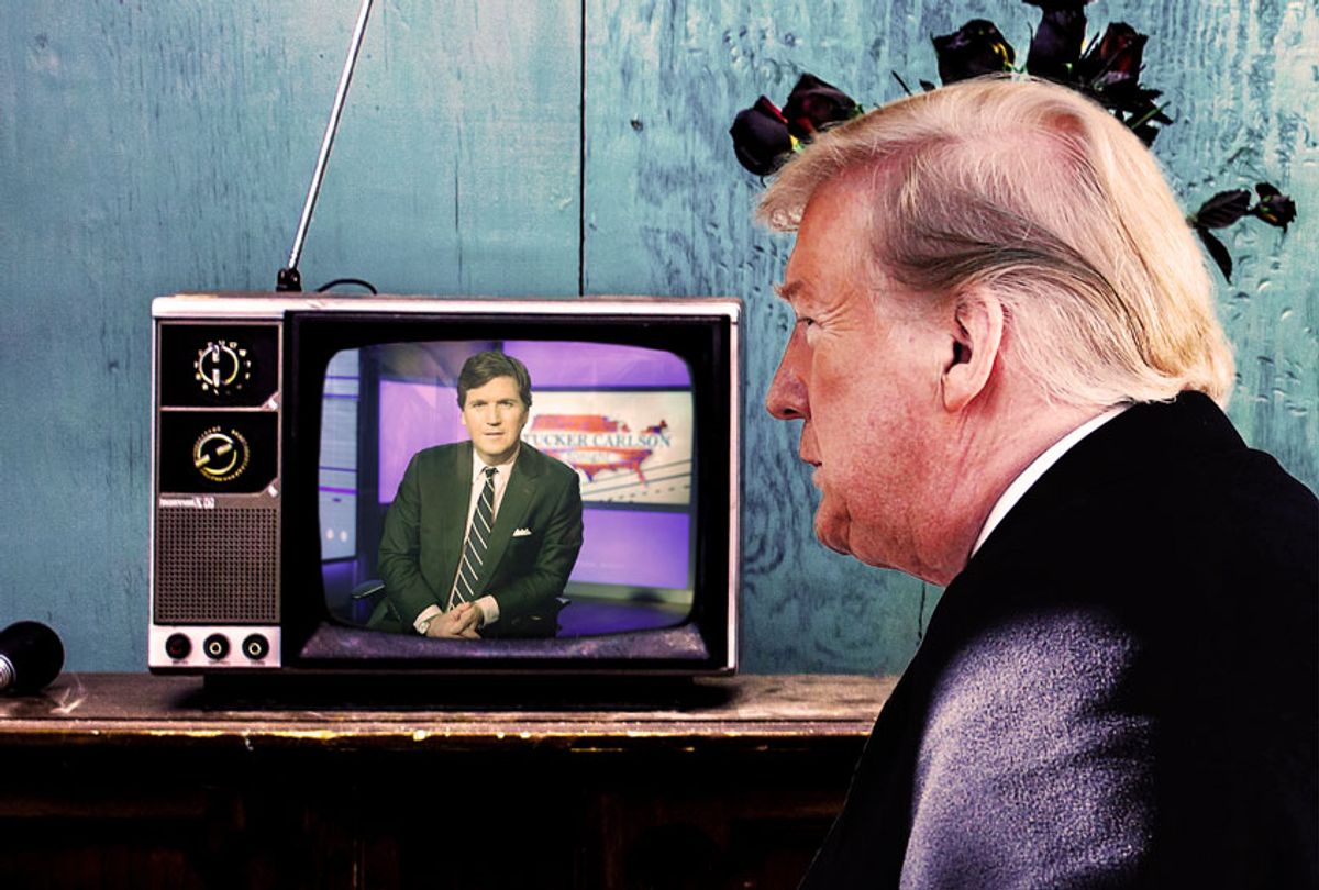 Donald Trump watching Tucker Carlson Tonight (Getty Images/AP Photo/Salon)