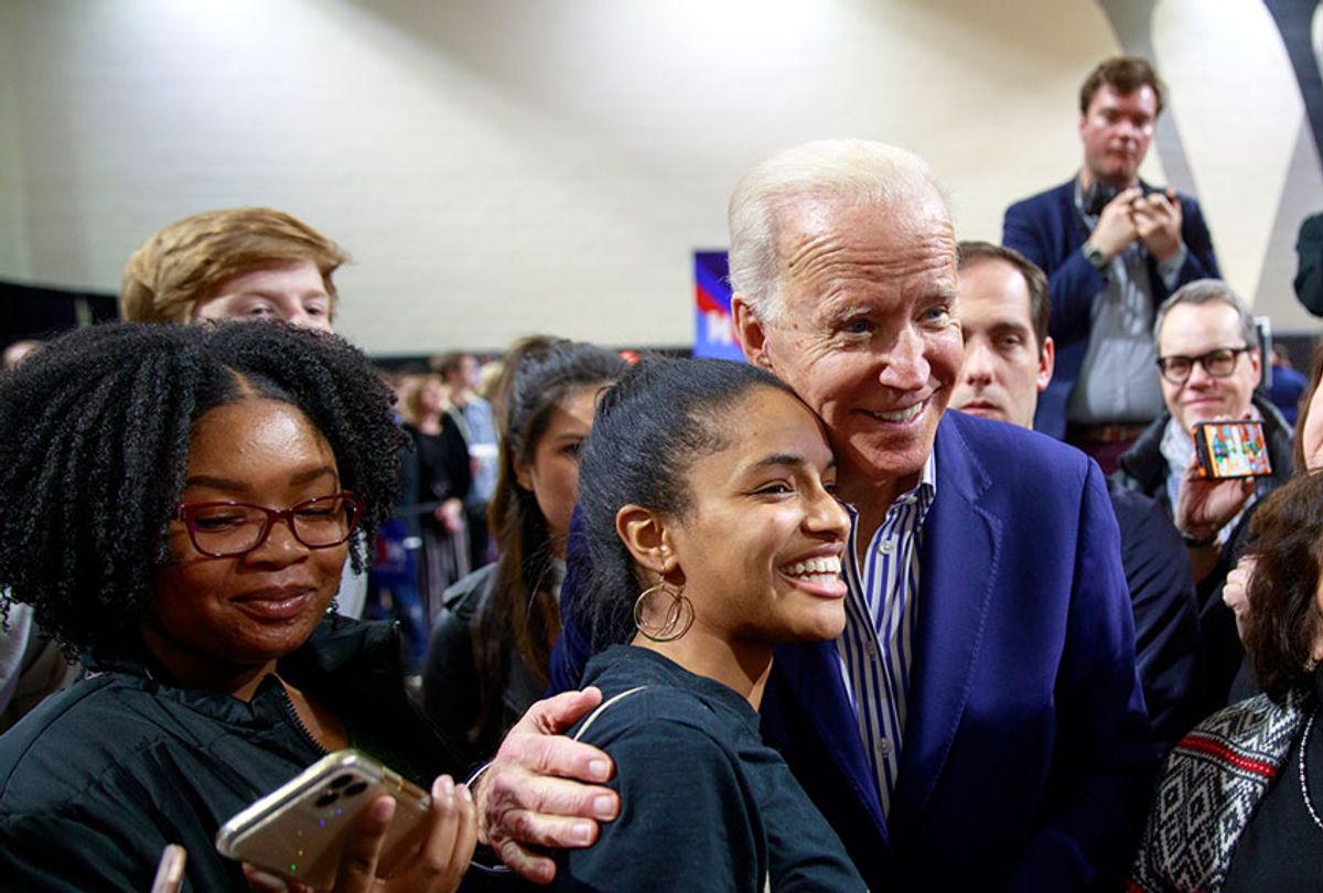 Former United States Vice President and Democratic nomination hopeful Joe Biden greets his supporters after speaking at Wofford College and campaigning on the eve of the 2020 South Carolina Primary in Spartanburg. (Jeremy Hogan / Echoes Wire/Barcroft Media via Getty Images)