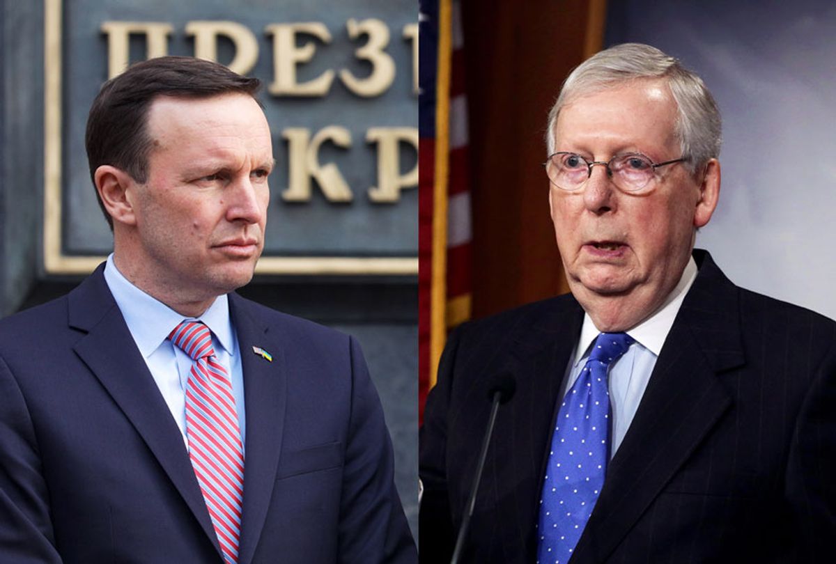 Senator Chris Murphy and Senate Majority Leader Mitch McConnell (Sergii Kharchenko/NurPhoto/Alex Wong/Getty Images)
