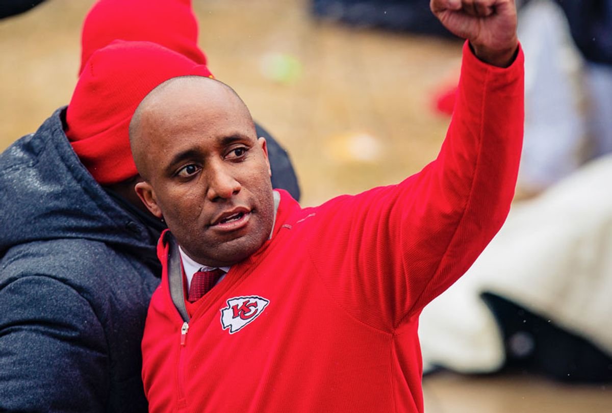 Kansas City Mayor Quinton Lucas greets fans during the Kansas City Chiefs Victory Parade on February 5, 2020 in Kansas City, Missouri.  (Kyle Rivas/Getty Images)