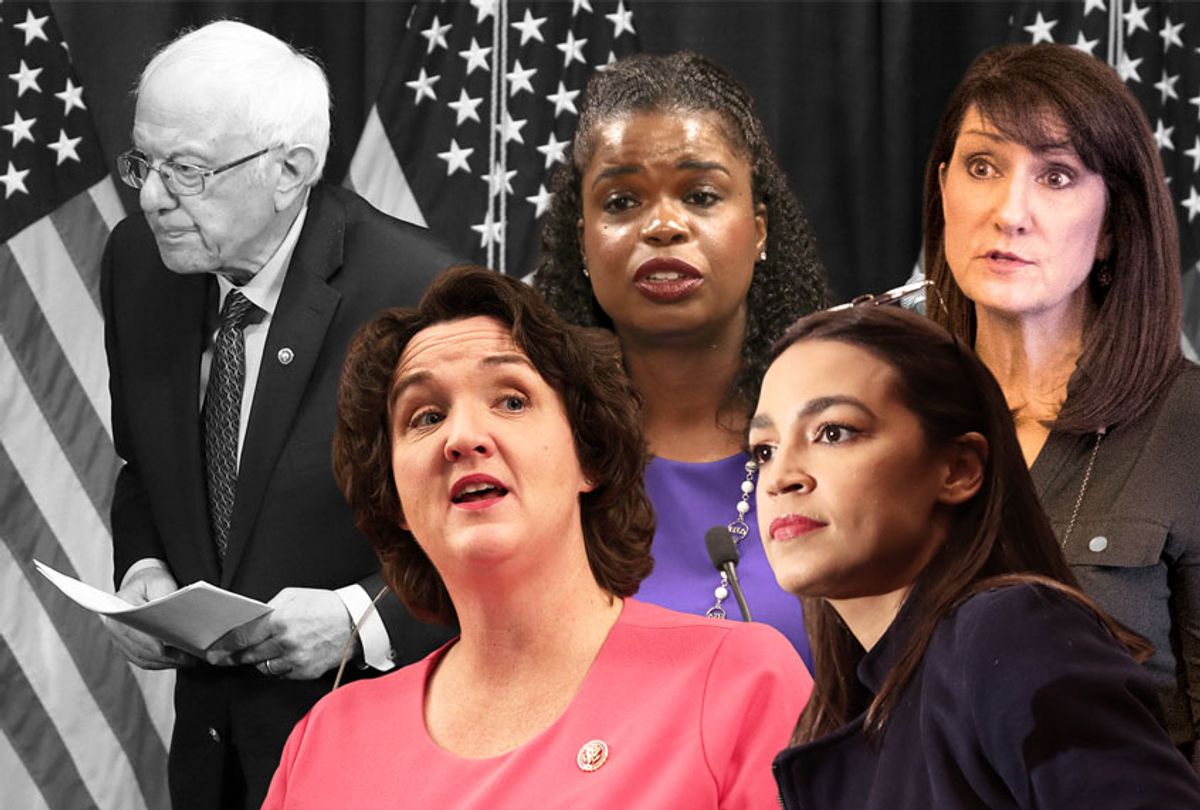 Bernie Sanders, Marie Newman, Alexandria Ocasio-Cortez, Kim Foxx, and Katie Porter (Getty Images/AP Photo/Salon)