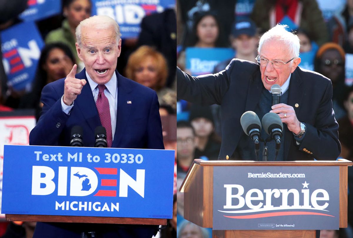 Joe Biden and Bernie Sanders (Scott Olson/Getty Images/Salon)